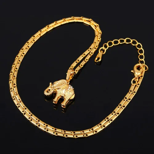 Miniatura 3 de U7 Women Girls Lucky Necklace Stainless Steel 18K Gold Plated Cute DachshundElephantPig Animal Pendant