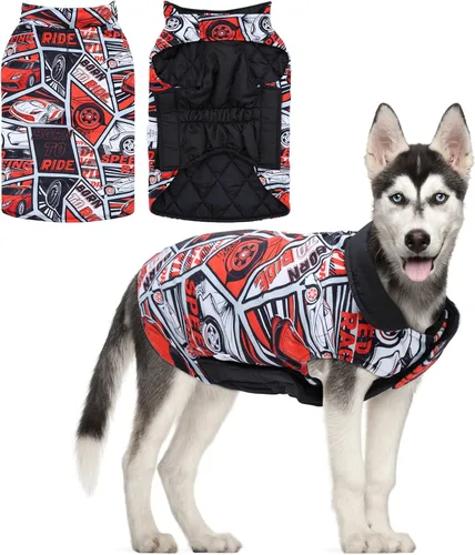 Miniatura 14 de CuteBone - Abrigo de invierno para perros, chaleco reversible impermeable y resistente al viento, chaqueta gruesa ajustable para clima frío