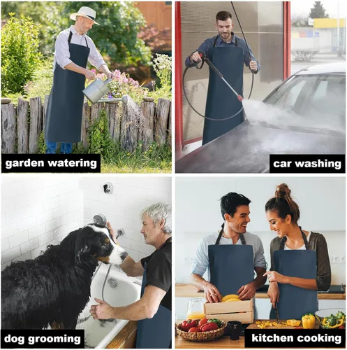 Miniatura 6 de Homsolver 2 Pack Waterproof Rubber Aprons, Heavy Duty Butcher for Men, Chemical Vinyl Plastic Aprons for Dishwashing Azul