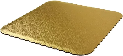 Miniatura 2 de O'CREME Tablero cuadrado festoneado dorado para tartas de 3/32 pulgadas de grosor, 8 x 8 pulgadas, paquete de 10