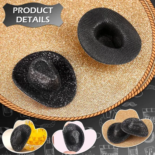 Miniatura 3 de Sotiff Mini sombrero de vaquera occidental, sombrero pequeño de juguete de discoteca, lindo gorro en miniatura para fiestas, bebidas, cupcakes