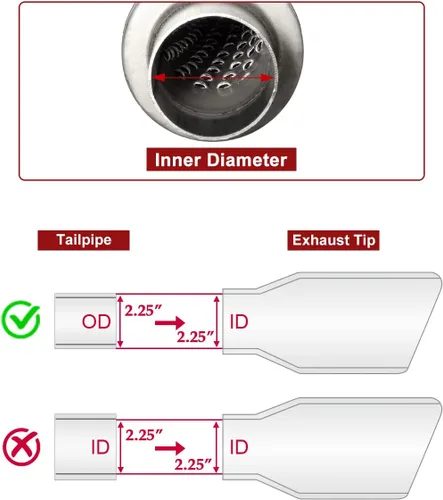 Miniatura 3 de Upower Silenciador de escape de entrada/salida de 2.25", longitud del cuerpo de 18", longitud total de 22", silenciador resonador de 2 1/4 pulgadas