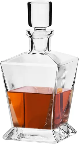 Krosno - Decantador de whisky con tapón | 25.4 oz | Colección Caro | Para uso en casa, restaurantes, fiestas | Idea de regalo para bar mitzvah, boda