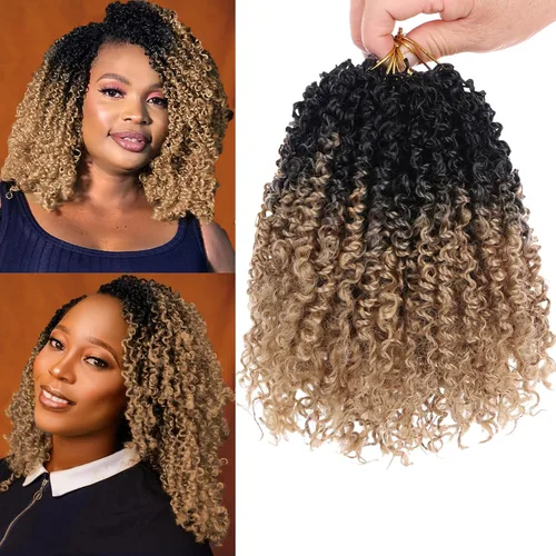 Miniatura 25 de Unionbeauty - Paquete de 8 trenzas de ganchillo Yanky Twist de 6 pulgadas, 8 paquetes, color negro natural, micro Passion Twist, extensiones