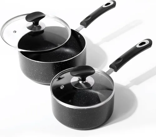 Miniatura 6 de Cacerola antiadherente con tapa, sartén antiadherente de 1 cuarto y 2 cuartos y 3 cuartos con asa de silicona, pequeña olla de leche con tapa