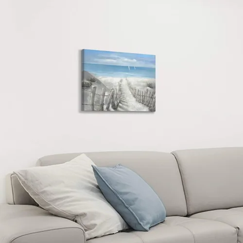 Miniatura 3 de Hardy Gallery Lienzo impreso con diseño de camino de playa: lienzo con imagen del océano costero, arte de pared tamaño pequeño para baño