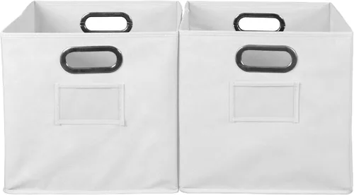 Miniatura 3 de Niche Cubo - Juego de 2 contenedores plegables de tela, color blanco