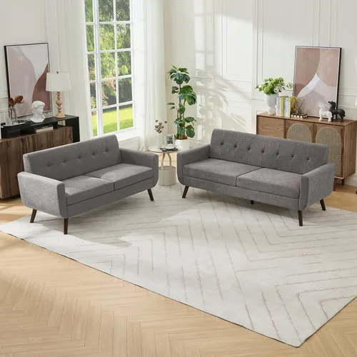 Miniatura 34 de Tbfit Sofá en Forma de L, Sofás Seccionales Modernos de Mediados de Siglo de 80" de Ancho, Sofás de 3 Plazas con Chaise Lounge Amplio, Sofá Beige