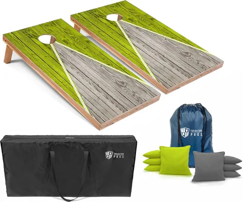 Miniatura 52 de Tailgating Pros Juego de tablero de Cornhole ligero con diseño piramidal con bolsas de frijoles y estuche de transporte, juego de cornhole