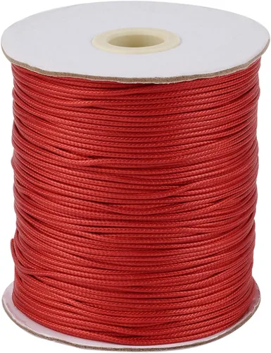Miniatura 47 de Cordón de poliéster encerado coreano de 100 yardas, hilo de cordón trenzado beige para collar, cuerda de alambre de 0.079 pulgadas con carrete