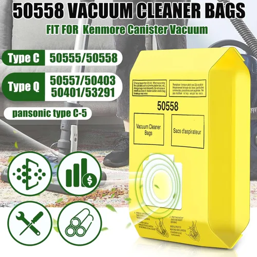Miniatura 3 de Paquete de 30 bolsas para aspiradora Kenmore tipo C/Q 5055 50555 50557 50558 y Pana·sonic tipo C-5 C-18, serie 200, serie 400, serie 600, serie 700