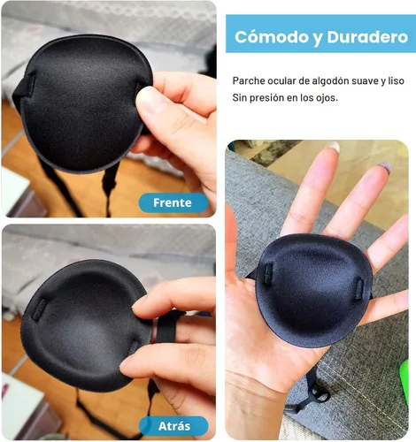 Miniatura 6 de 2 parches oculares ajustables para tratar la ambliopía u ojo vago, válidos para el ojo derecho o izquierdo, color negro