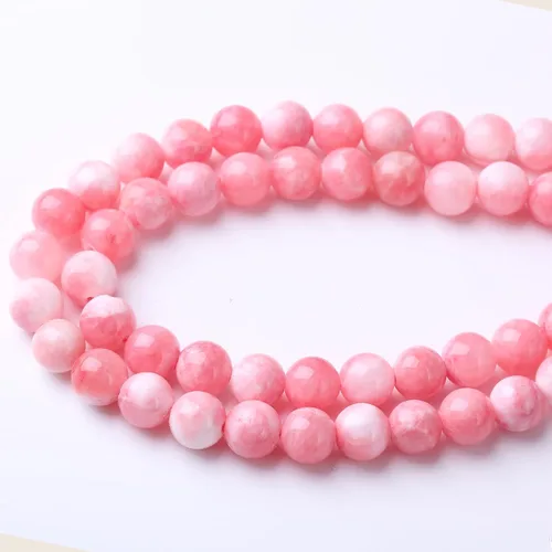Miniatura 2 de 10MM Cuentas sueltas redondas de jade persa blanco rosa natural, cuentas de gemas naturales, cuentas de piedra de energía de cristal para hacer Jade