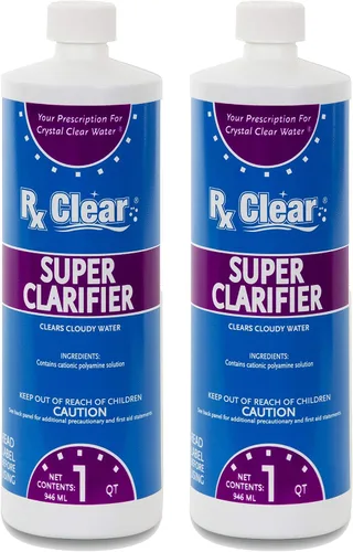 Rx Clear Clarificador súper fuerte | Limpia el agua turbia para piscinas y spas sobre el suelo o en el suelo | Botellas de 1 cuarto de galón |