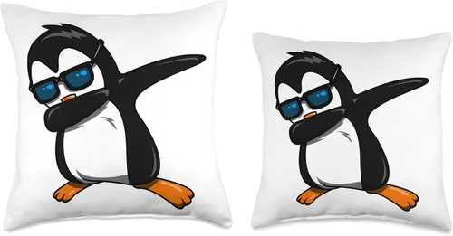 Miniatura 3 de Dabbing Penguin with Sunglasses Funny Penguin Throw Pillow