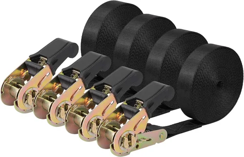 Miniatura 17 de Correas de Amarre de Trinquete Sin Fin para Carga Pesada, Correa Negra de Nailon Resistente con Trinquete de Sujeción, Accesorios de Resorte