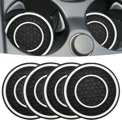 Miniatura 11 de Posavasos para automóvil, universales, impermeables, antideslizantes, portavasos a prueba de filtraciones, accesorios para el interior del Negro