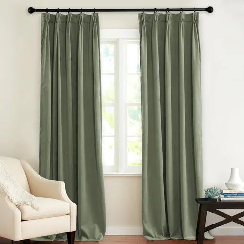 Miniatura 11 de KGORGE Cortinas de terciopelo verde cazador con pliegues pinzados de 84 pulgadas, con aislamiento térmico para oscurecer habitaciones, con anillas