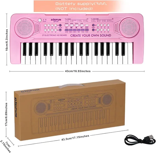 Miniatura 4 de Raimy Piano de teclado de 37 teclas para niños, aprendizaje temprano, educativo, portátil, instrumento musical electrónico, juguetes de regalo
