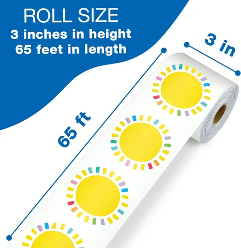 Miniatura 2 de Carson Dellosa Happy Place - Bordes de tablón de anuncios de sol de 65 pies, 1 rollo de ribete Sunshine para pizarra blanca rodante, corcho