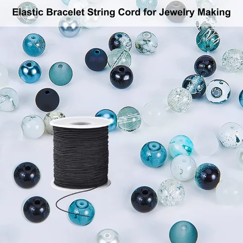 Miniatura 5 de Cordón elástico para pulseras, 1 mm (0.039 in) 330 pies de cuerda duradera para pulseras, cuerda elástica extensible para hacer joyas, collares