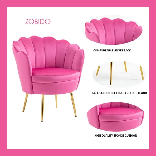 Miniatura 4 de Sillas modernas de terciopelo con acento cómodo, sillas tapizadas para dormitorio, sillas de comedor con patas de metal dorado, sillas de Azul marino