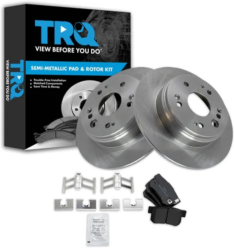 Miniatura 21 de TRQ Juego de pastillas de freno semimetálicas traseras y rotores compatibles con Chevrolet Trailblazer 02-06 Trailblazer EXT 04-06 SSR 02-07 GMC