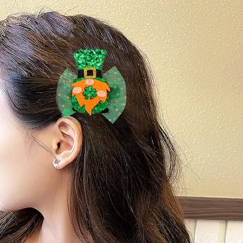 Miniatura 4 de Horquillas para el día de San Patricio, horquillas de trébol, accesorios para el cabello irlandeses, accesorios para el cabello de trébol, lindos