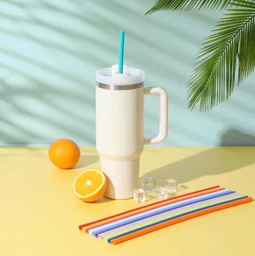 Miniatura 3 de Paquete de 12 popotes extralargos de 36.8 cm de silicona reutilizables para jarras Stanley de 40 oz, 1 galón, 128, 75, 64 OZ, botella grande de agua