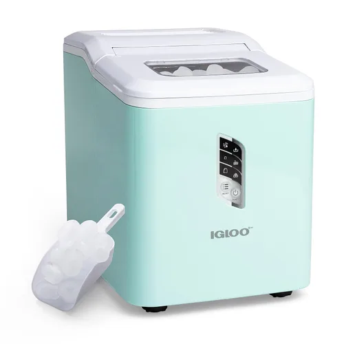 Miniatura 18 de Igloo, máquina para hacer hielo automática eléctrica de sobremesa de 26 libras - 9 cubos en 7 minutos, con cuchara y cesta Rojo