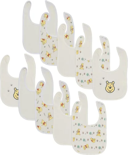 Disney - Paquete de 10 baberos Mickey Mouse para bebé – Diez baberos suaves, absorbentes y ajustables de algodón para comidas sin manchas