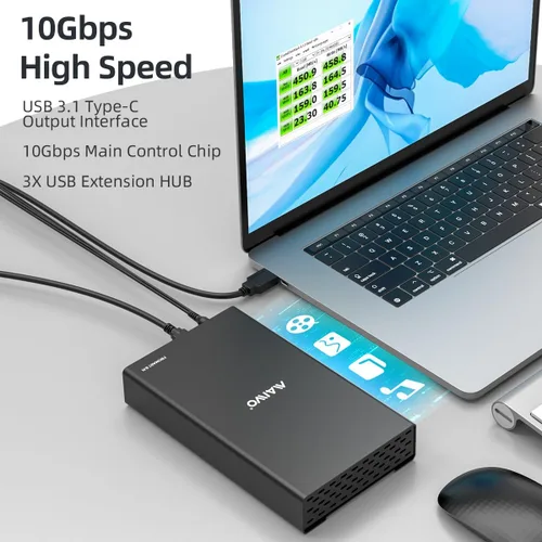 Miniatura 2 de MAIWO Caja de Carcasa Externa para Disco Duro SATA de 2.5 3.5 Pulgadas SSD HDD, USB C 3.1 GEN2 de 10Gbps Lector de Disco Duro con UASP, Capacidad