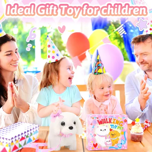 Miniatura 7 de Tagitary - Juguetes de peluche interactivos, juguete de cachorro para niños, juguete electrónico de perro que camina y ladra, cola meneando, juguete