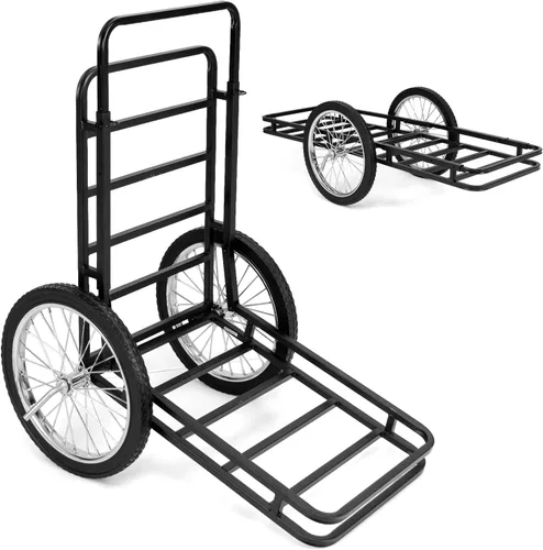 Miniatura 11 de Goplus Carrito Plegable para Ciervos, Transportador de Ciervos de 500 LBS con Ruedas de Goma Grandes, Carrito de Caza de Metal Resistente
