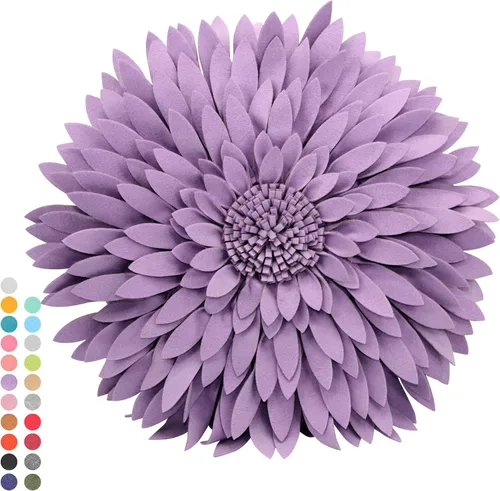 Miniatura 34 de Almohada decorativa 3D de flores de margarita, manta de girasol de 14.5 x 13 pulgadas, decoración redonda para el hogar para sofá y cama