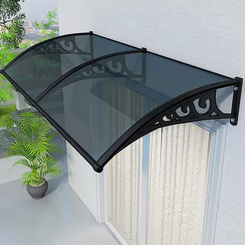 Miniatura 9 de Toldo para ventana y puerta con soporte de acero plástico, toldo para patio de puerta delantera al aire libre, transparente - 60x60cm/24x24in