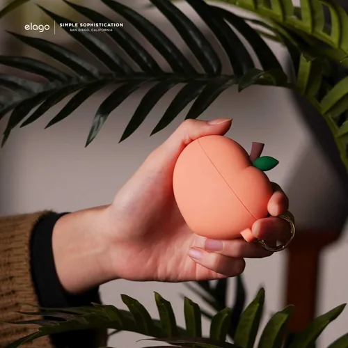 Miniatura 8 de elago Peach - Funda compatible con Apple AirPods Pro, diseño 3D con llavero, soporta carga inalámbrica (melocotón)