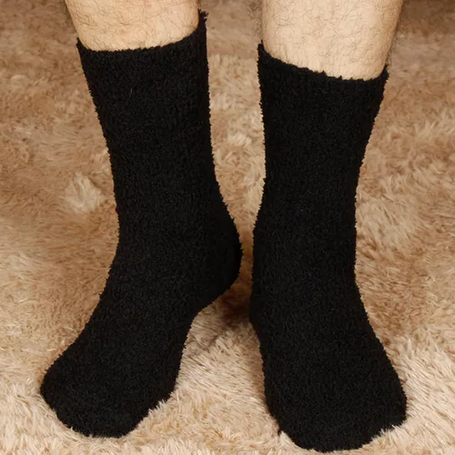 Miniatura 6 de YSense 5-6 Pairs Mens Fuzzy Socks Winter Slipper Fleece Socks Men