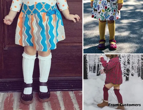 Miniatura 7 de Epeius - Calcetines altos de algodón para bebés y niñas, de uniforme, calcetas con vuelos (Paquete de 3 o 5)