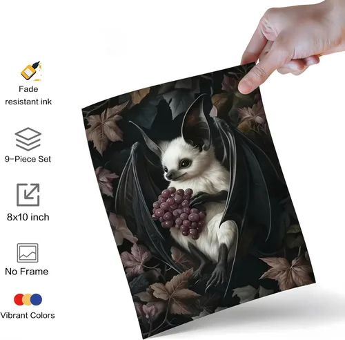 Miniatura 2 de ARKZSHO Juego de 9 impresiones en lienzo para pared de Halloween, pintura oscura de academia, pintura estética gótica espeluznante para galería
