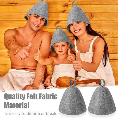 Miniatura 4 de Jiuguva Sombreros de sauna de lana, sombrero ruso para sauna, sombreros de sauna para mujeres, accesorios de ducha de sauna (gris, 12 piezas)