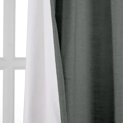 Miniatura 2 de ChadMade Cortinas de lino de 216 pulgadas de largo, 2 paneles de 52 pulgadas de ancho x 216 pulgadas de largo, color gris carbón, bolsillo para # 16