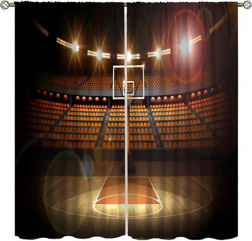 Cortinas opacas de baloncesto, para niños, deportes, baloncesto, estadio, campo, niños, adolescentes, hombres, arte impreso, ventanas, tratamientos