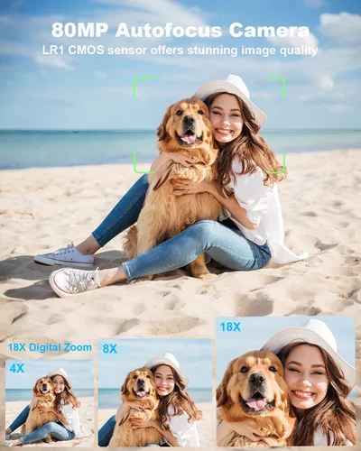 Miniatura 3 de Cámaras digitales 5K para fotografía: Actualización 2026 80MP 3.5 "+2" Pantalla dual para autoencuadre 18X Zoom Cámara de vlogging de enfoque