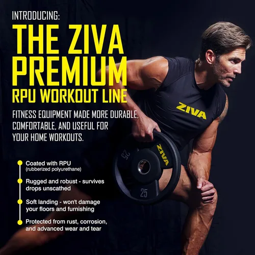 Miniatura 2 de ZIVA RPU Grip Disc Olympic - Disco de peso de 2 pulgadas, revestimiento de uretano de goma resistente de alta calidad, inserto de acero inoxidable