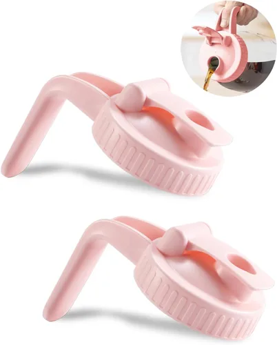 Miniatura 16 de Paquete de 2 tapas para frascos Mason de boca ancha en forma de V con asa, tapa con pico vertedor para frasco Mason con tapa abatible extendida