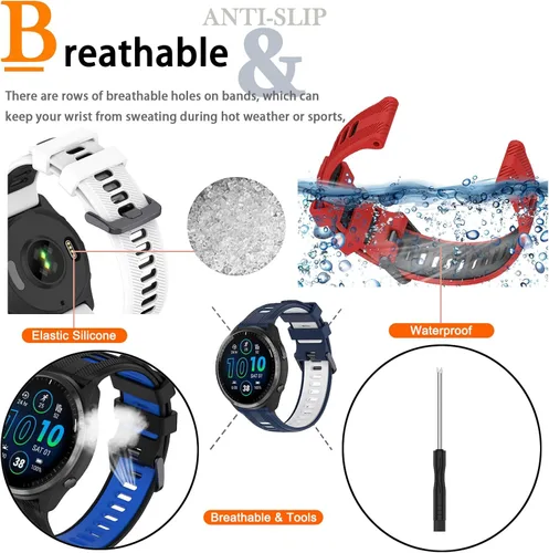Miniatura 5 de Miimall Compatible con Forerunner 965 Band, 0.866 in Correa ajustable de silicona suave de repuesto para reloj deportivo Garmin Forerunner 965/965