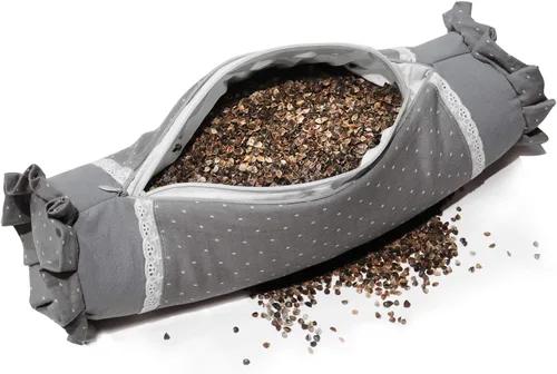 Miniatura 7 de Almohada cervical con relleno de cáscaras de trigo sarraceno para apoyo del cuello y alivio del dolor, almohada cervical cilíndrica para dormir