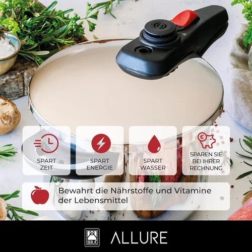 Miniatura 5 de BRA Allure - Olla a presión rápida de 6 litros de acero inoxidable, apta para todas las cocinas, incluyendo inducción [exclusiva de Amazon]