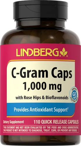 Piping Rock Lindberg - Vitamina C | 1000 mg | 110 cápsulas | con bioflavonoides y rosa HIPS | Suplemento sin OMG, sin gluten | por Lindberg